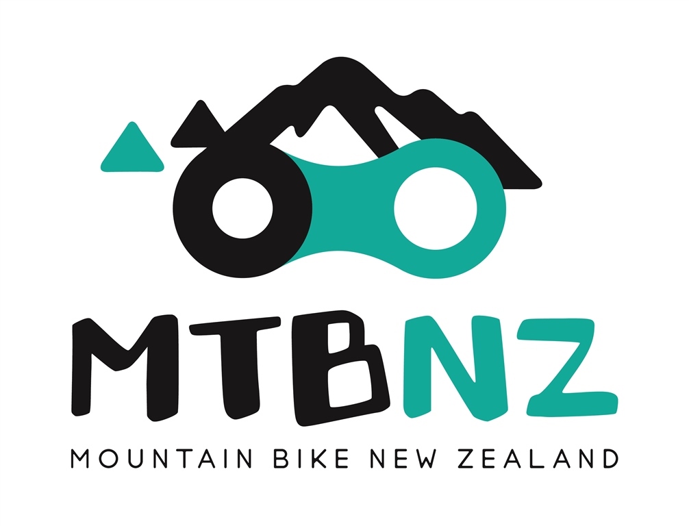 Mountain Bike New Zealand logo with stylized mountains and bike chain links above text MTBNZ.