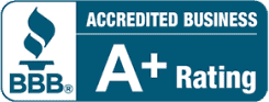 BBB Accredited Business with A+ rating logo.