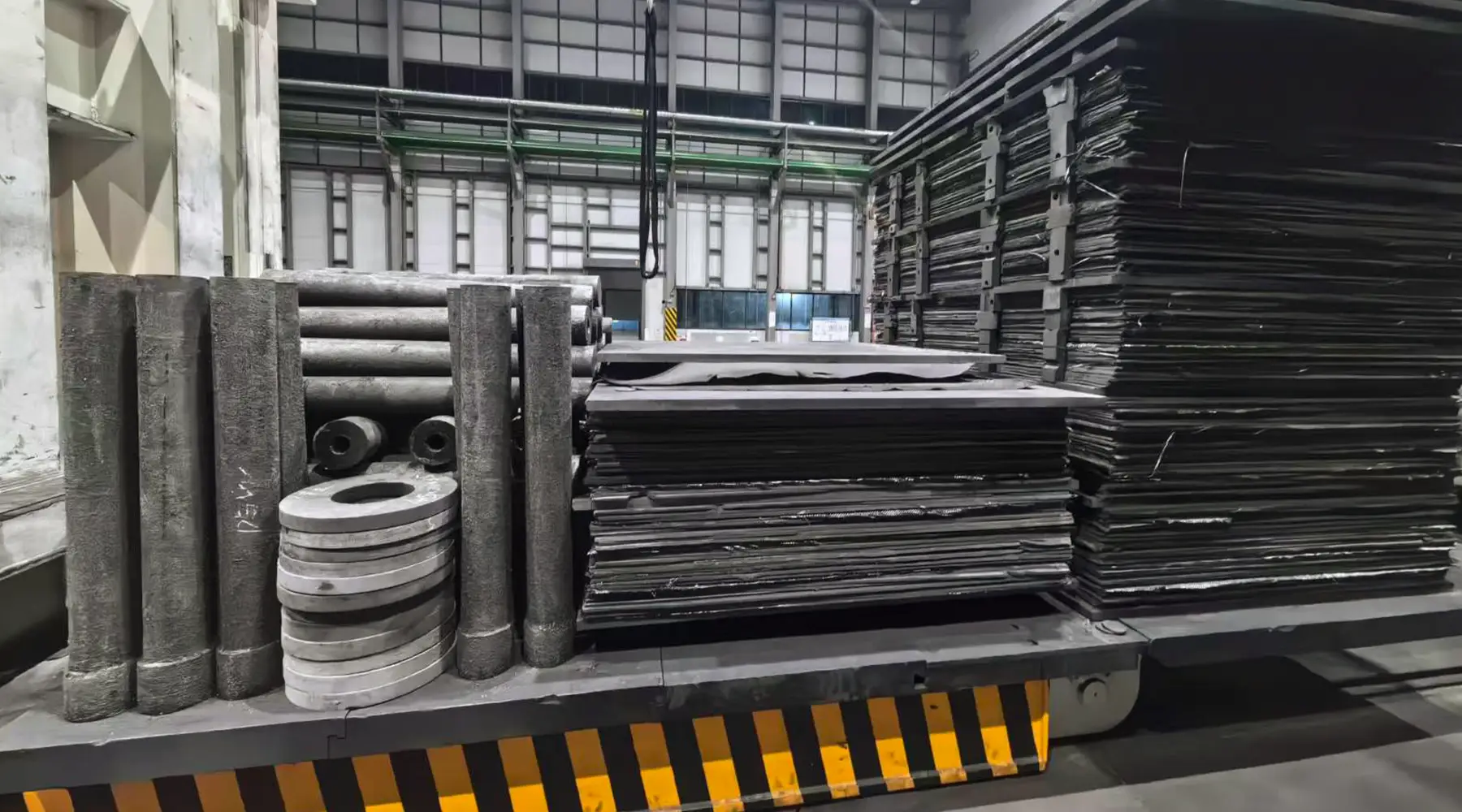 Graphitized materials after unloading from the 2,400°C furnace