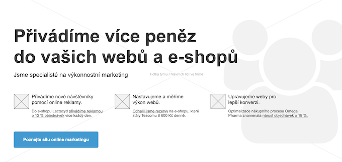 Testeři v prototypu zkoušeli například najít kontakt nebo popis služeb.