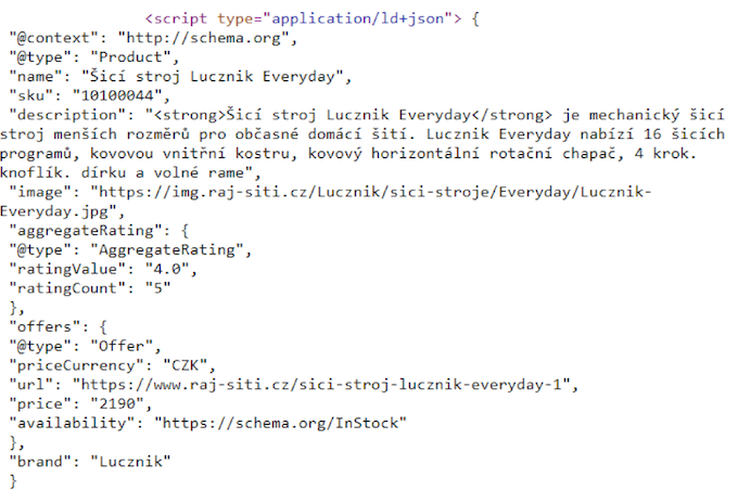 script ve formátu JSON-LD