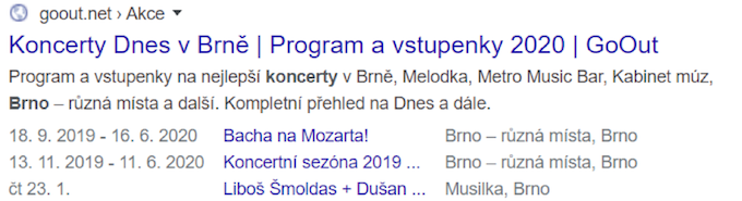 Strukturovaná data událost