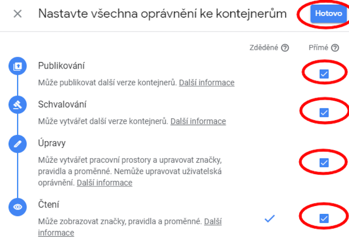 Nasdílení přístupů v GTM