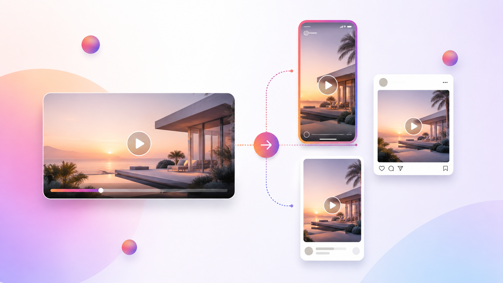 illustration d'une déclinaison de vidéo en formats instagram
