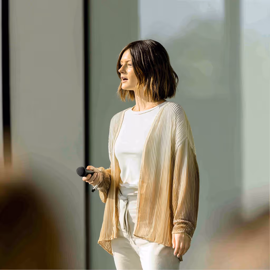 A woman giving a speach