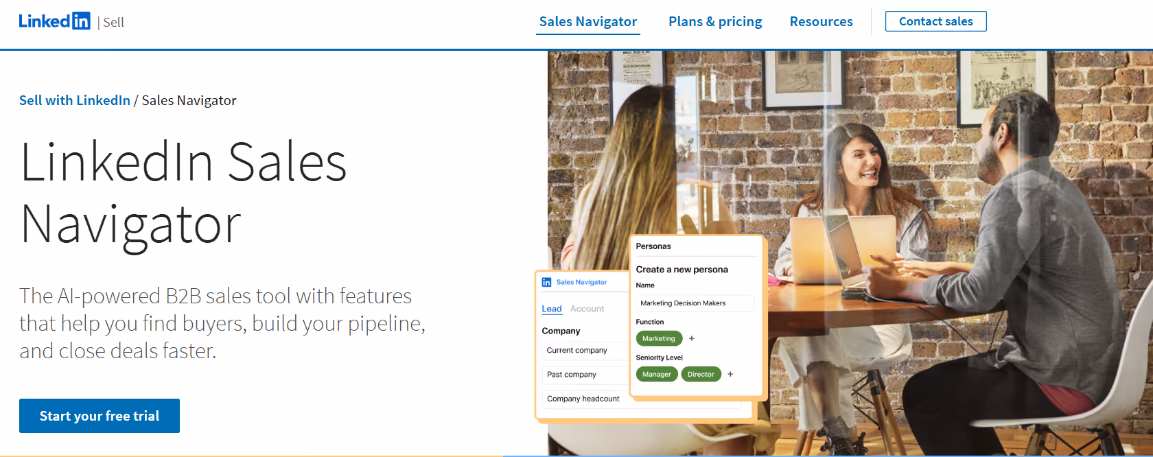 LinkedIn Sales Navigator web page