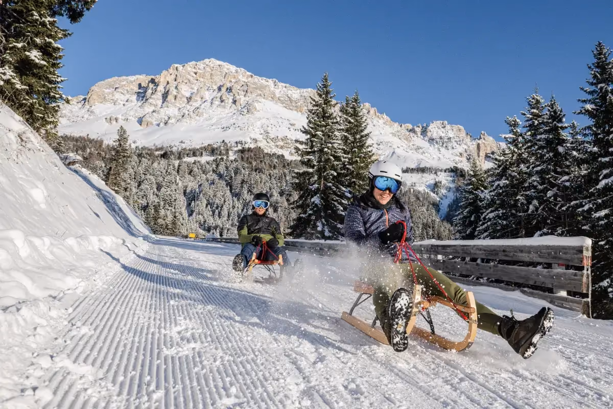 Rodeln Obereggen Dolomiten Südtirol – Winterspaß nahe Vinea Guesthouse Karneid Eggental