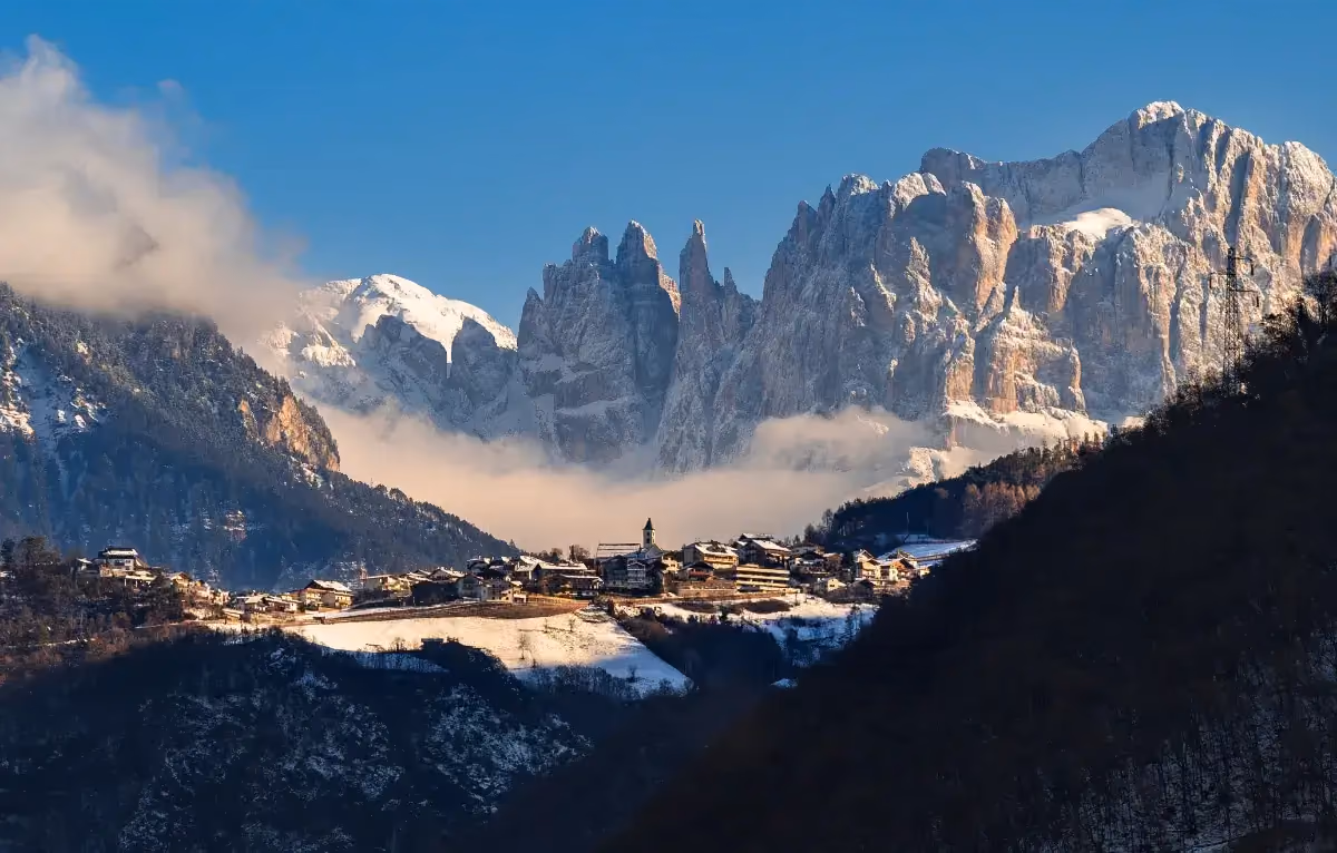 Sternendorf Steinegg Winter Eggental – Schneelandschaft Südtirol nahe Karneid
