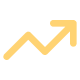 Stylized upward trending graph with an arrow, indicating progress.