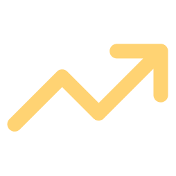 Vector graphic of a line graph with an upward trending arrow.