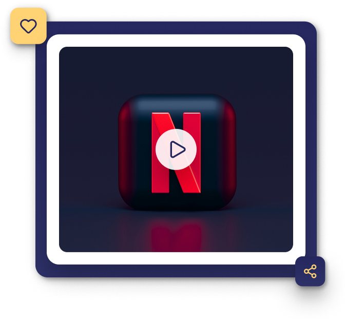 Hero section illustration with product image and decorative icons.