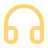 Headphone outline graphic, representing audio or sound.