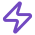 Lightning bolt graphic, symbolizing energy or speed.