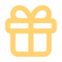Outline of a gift box with a bow, representing a present.