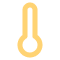 Stylized thermometer graphic, indicating temperature or measurement.