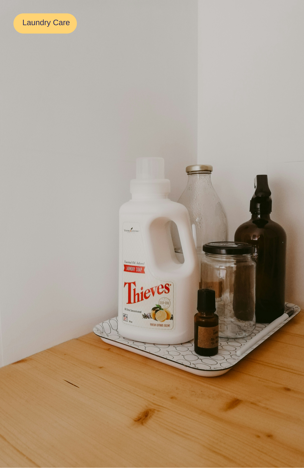 Product mockup showcasing laundry care product with category label.
