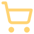 Outline of a shopping cart with two circles for wheels.
