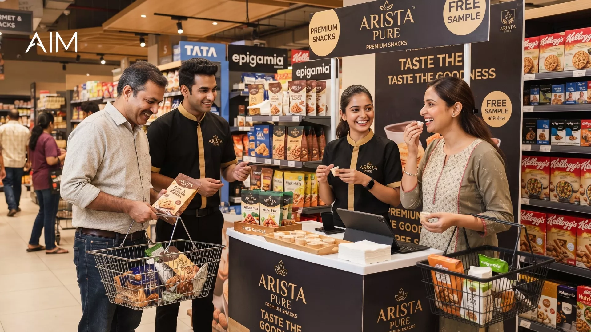 FMCG product sampling scale versus real buyer conversion.