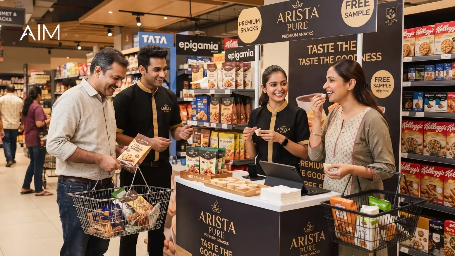 FMCG product sampling scale versus real buyer conversion.