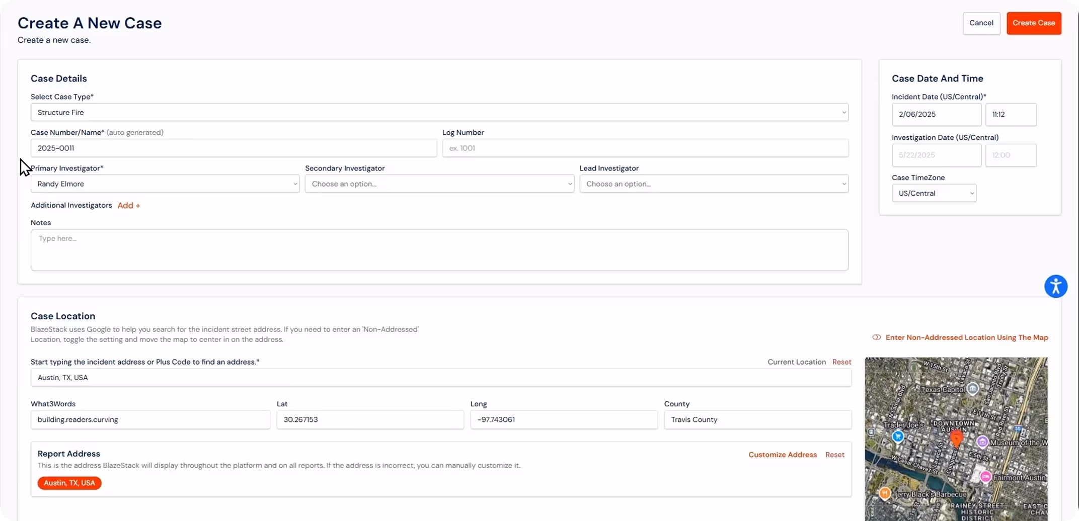 Fire scene data logging workflow