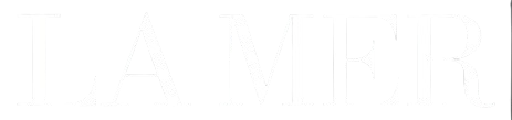 White uppercase text reading 'LA MER' on a black background.