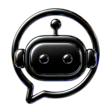Glossy black spiral symbol with four connected round nodes on a black background.
