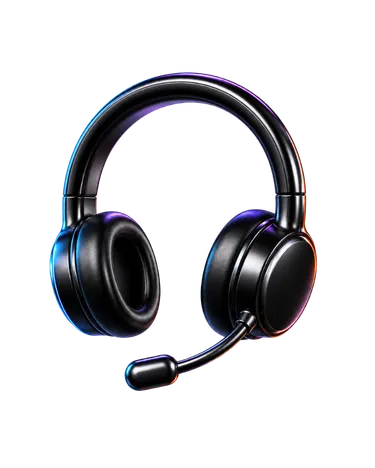 Black over-ear headset with padded ear cups and attached microphone on a flexible boom.