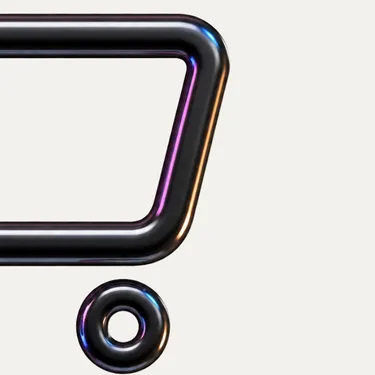 Black shopping cart icon with a rectangular basket and one circular wheel on a white background.