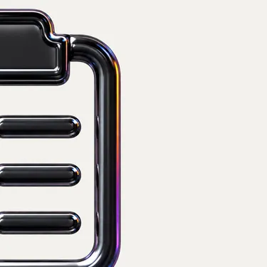 Black glossy clipboard icon with three horizontal lines on a white background.