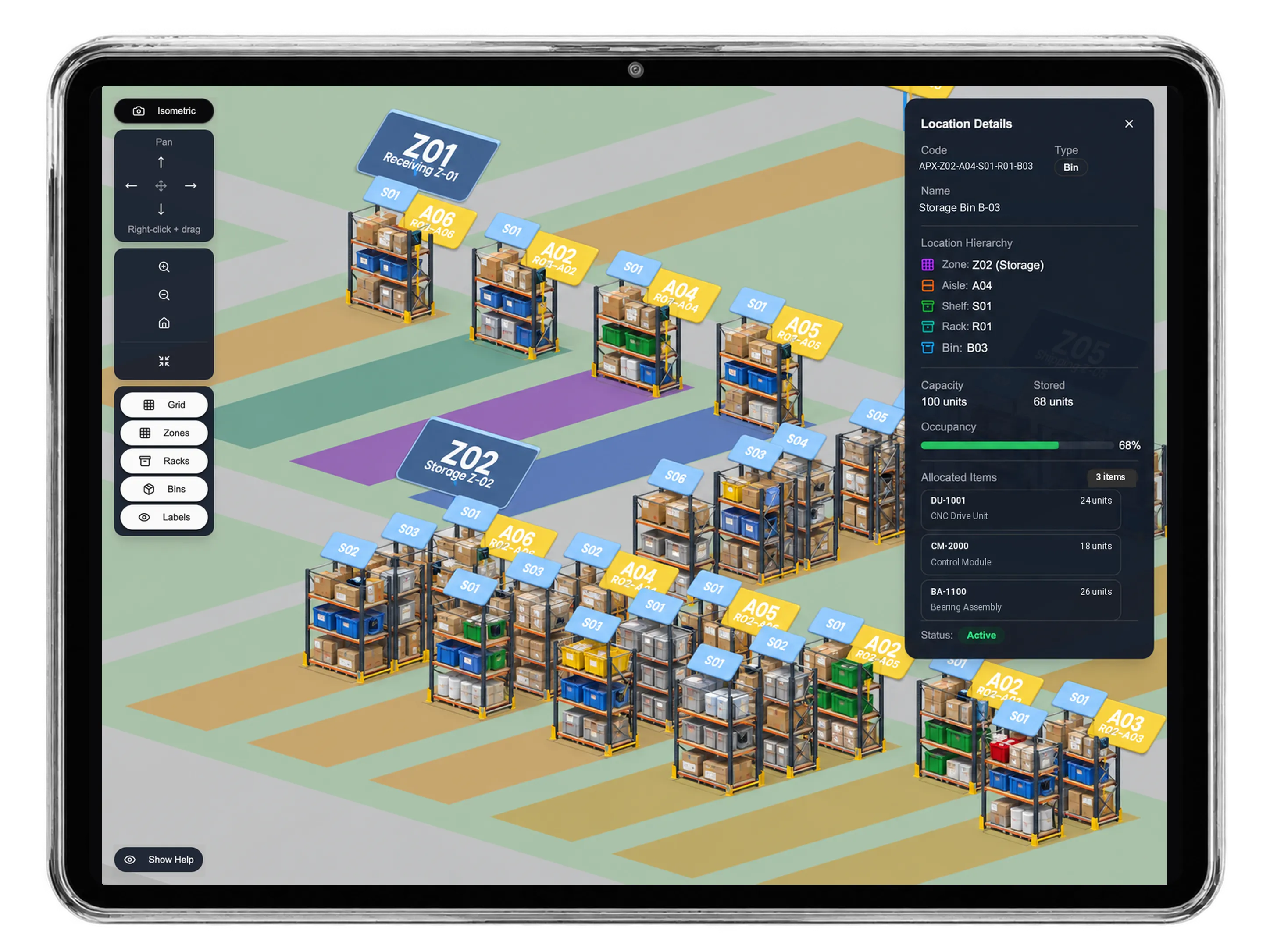 DNA ERP Inventory & Warehouse — tablet preview