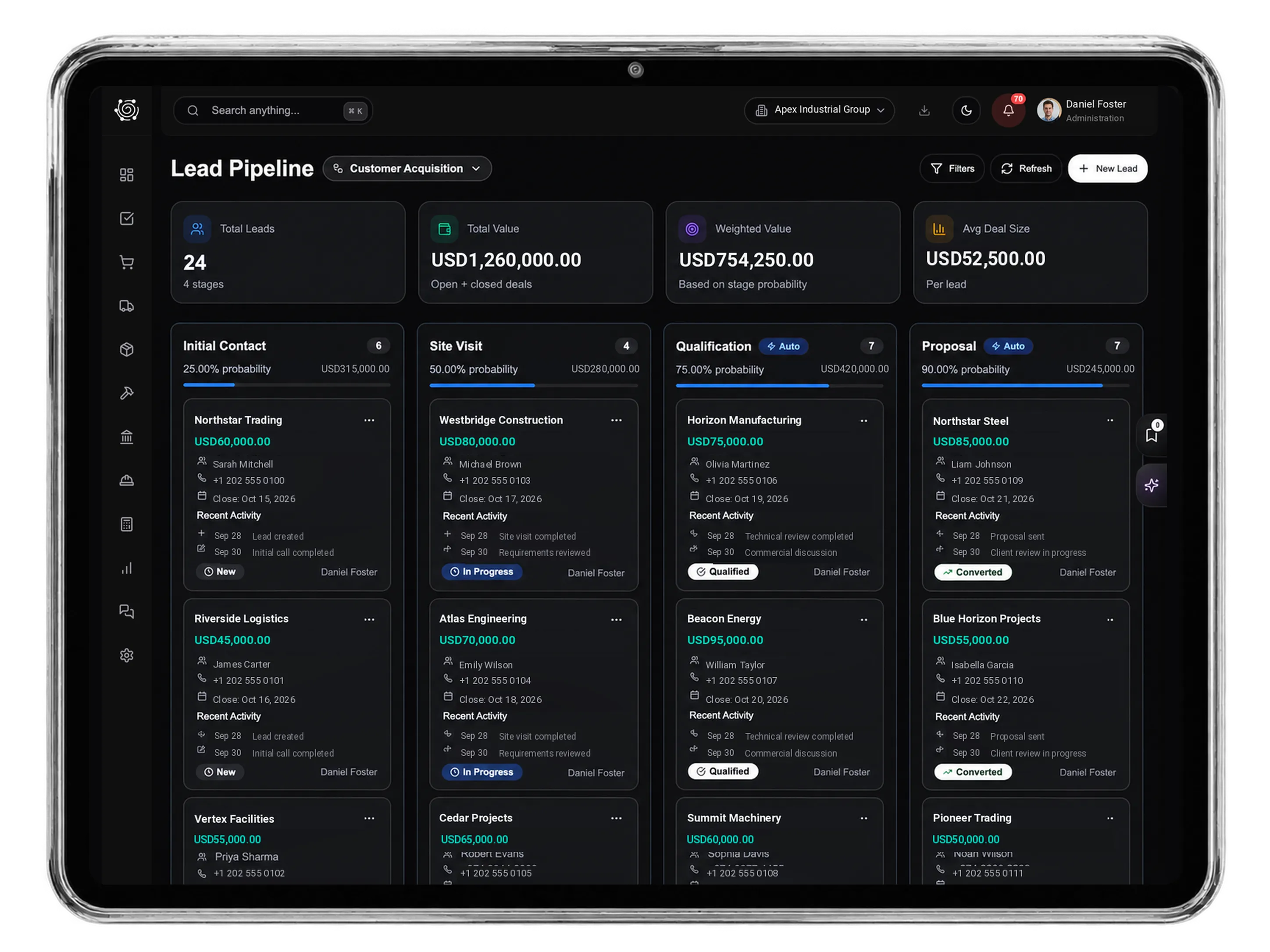 DNA ERP Sales & CRM — tablet preview