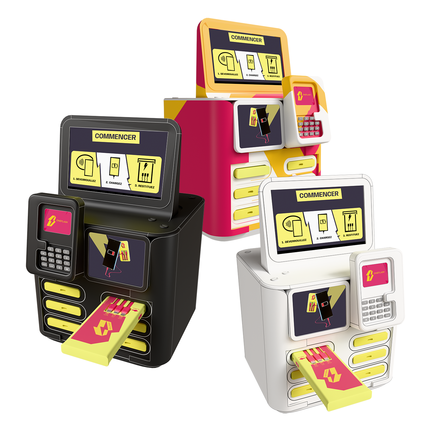 set de 3 petites station OneFlash 6 batteries