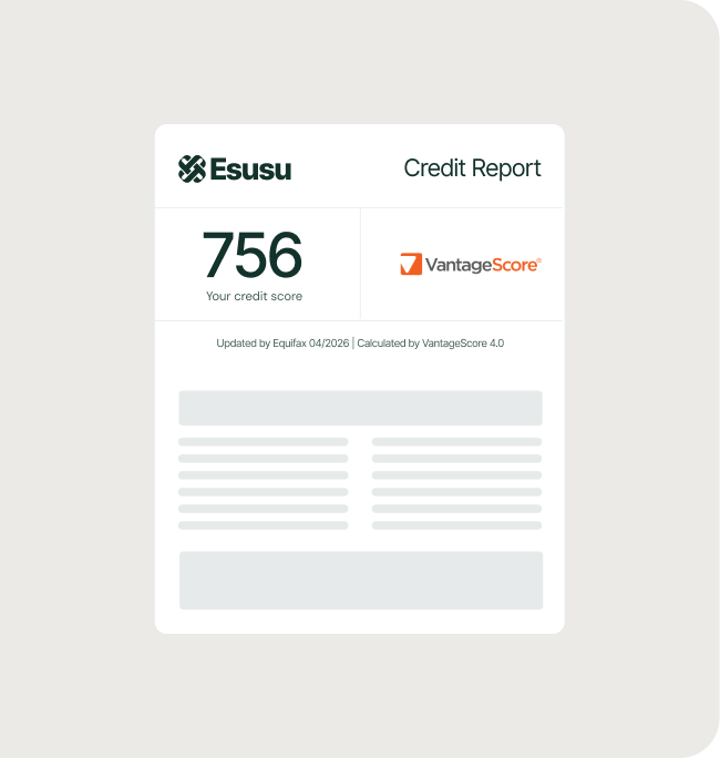Credit report document showing score of 756 rated as good, updated by Equifax and calculated by VantageScore 3.0