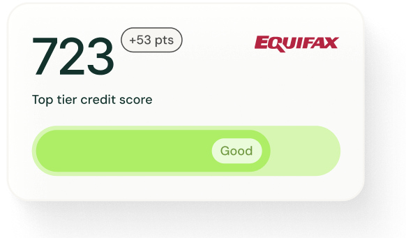 Credit score gauge showing 802 rated as excellent