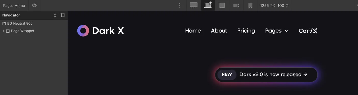 Responsive Design - Dark X Webflow Template