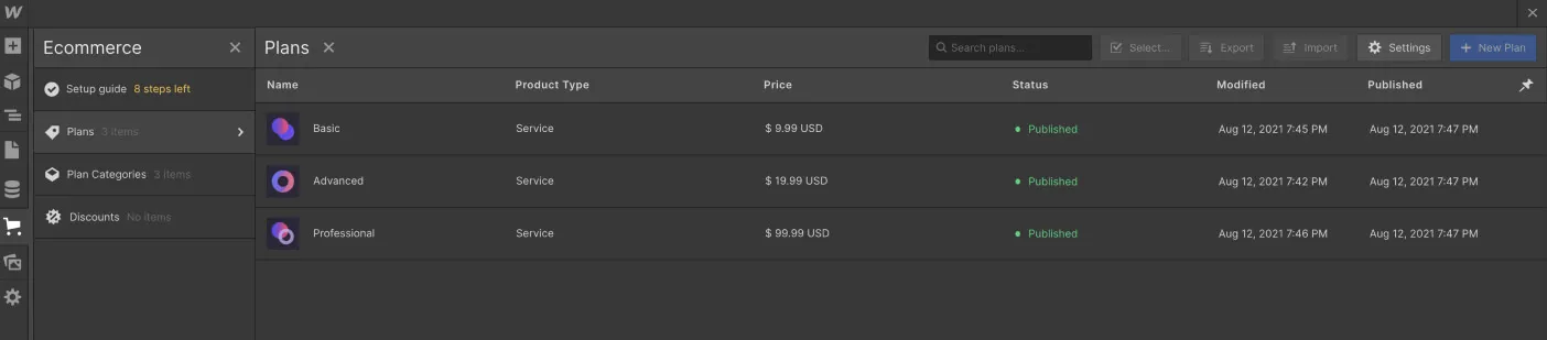 eCommerce Collection - Dark X Webflow Template