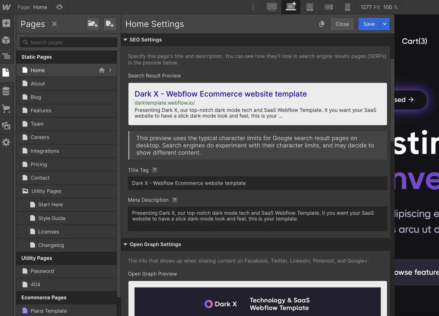 SEO - Dark X Webflow Template