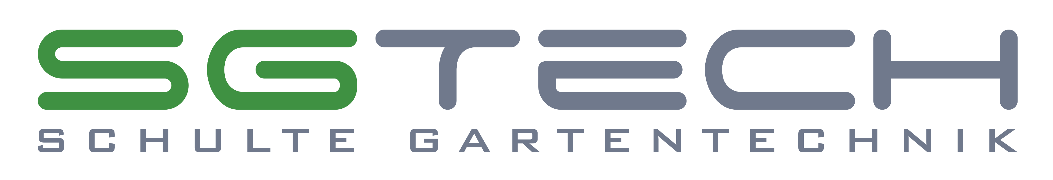 SGTech Logo in grüner und grauer Schrift mit Schulte Gartentechnik darunter geschrieben - transparenter Hintergrund.