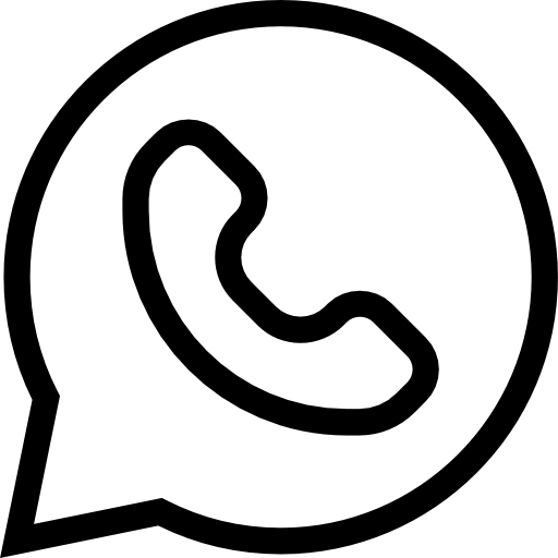 Black outline of a speech bubble containing a telephone handset icon.