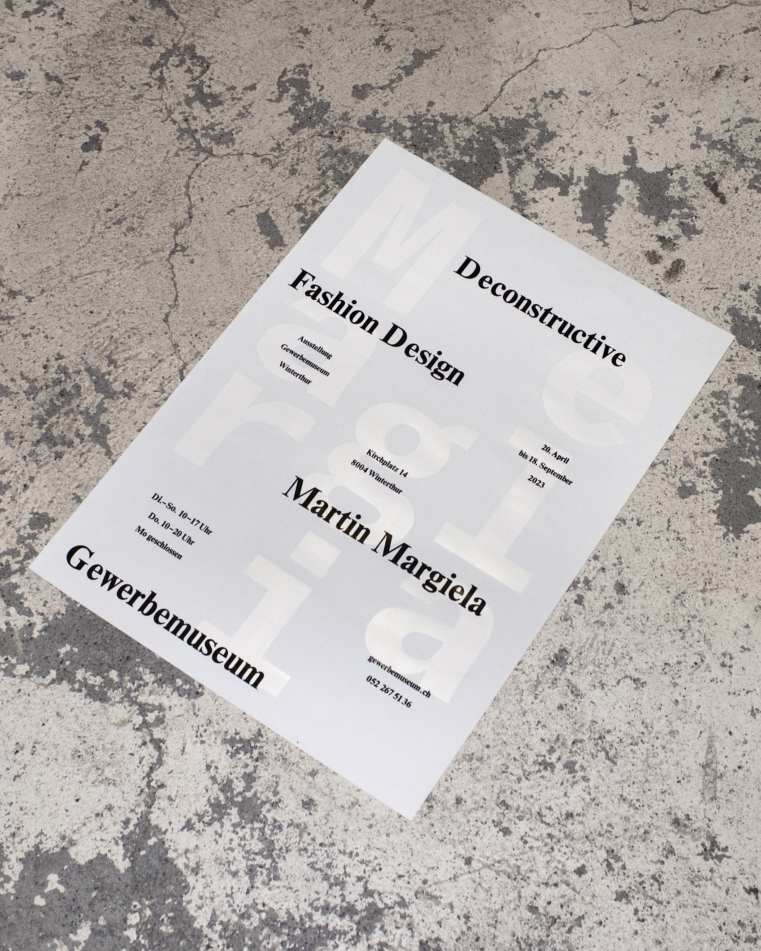 Martin Margiela Exhibiton Poster in black and white.