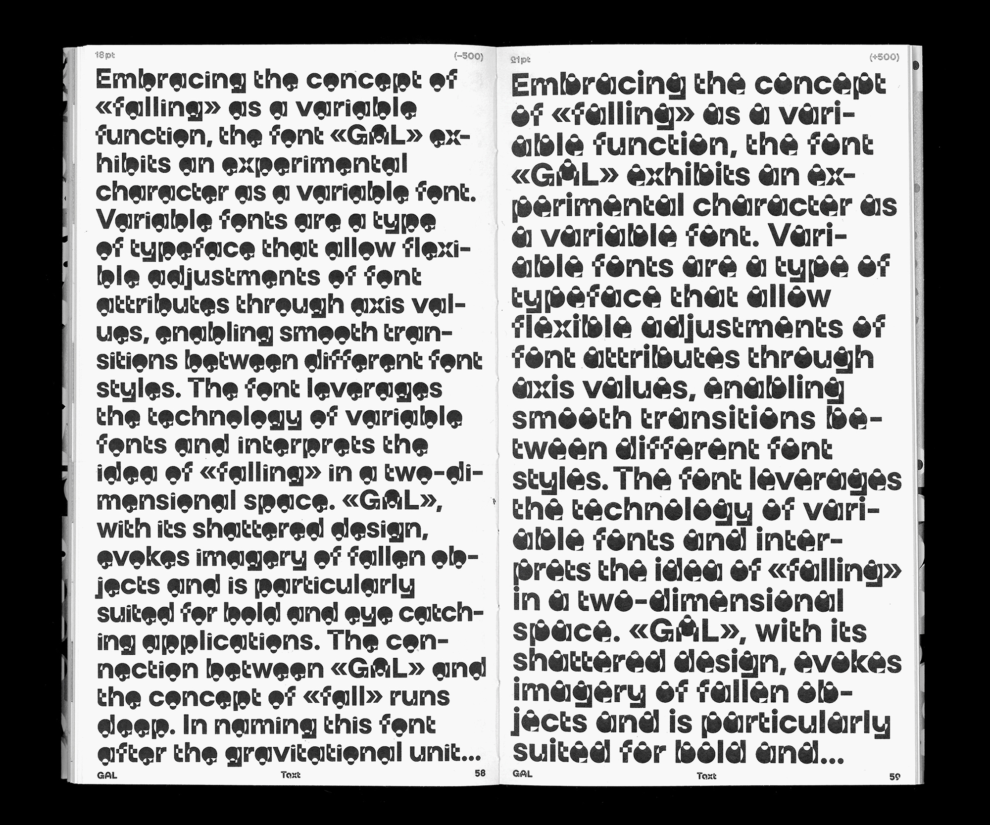 Example of the GAL specimen book whith the font shown in a medium size