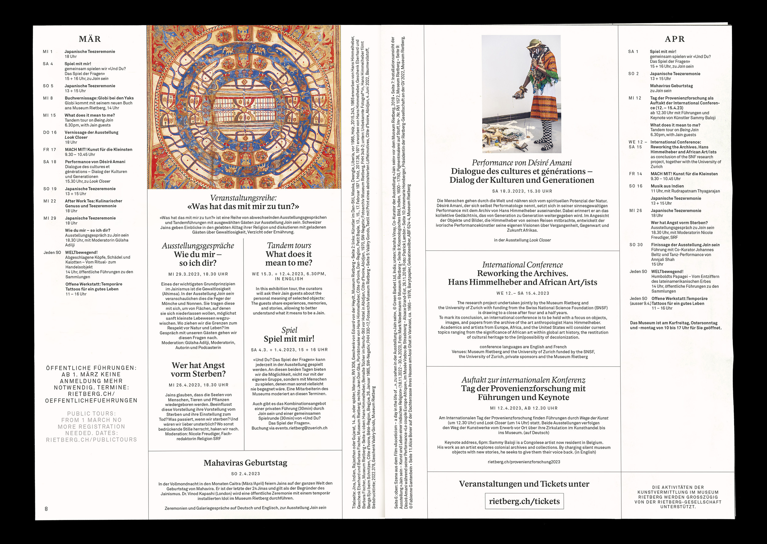 third double page example of the Rietberg Program showing the program and workshops of the next two months 
