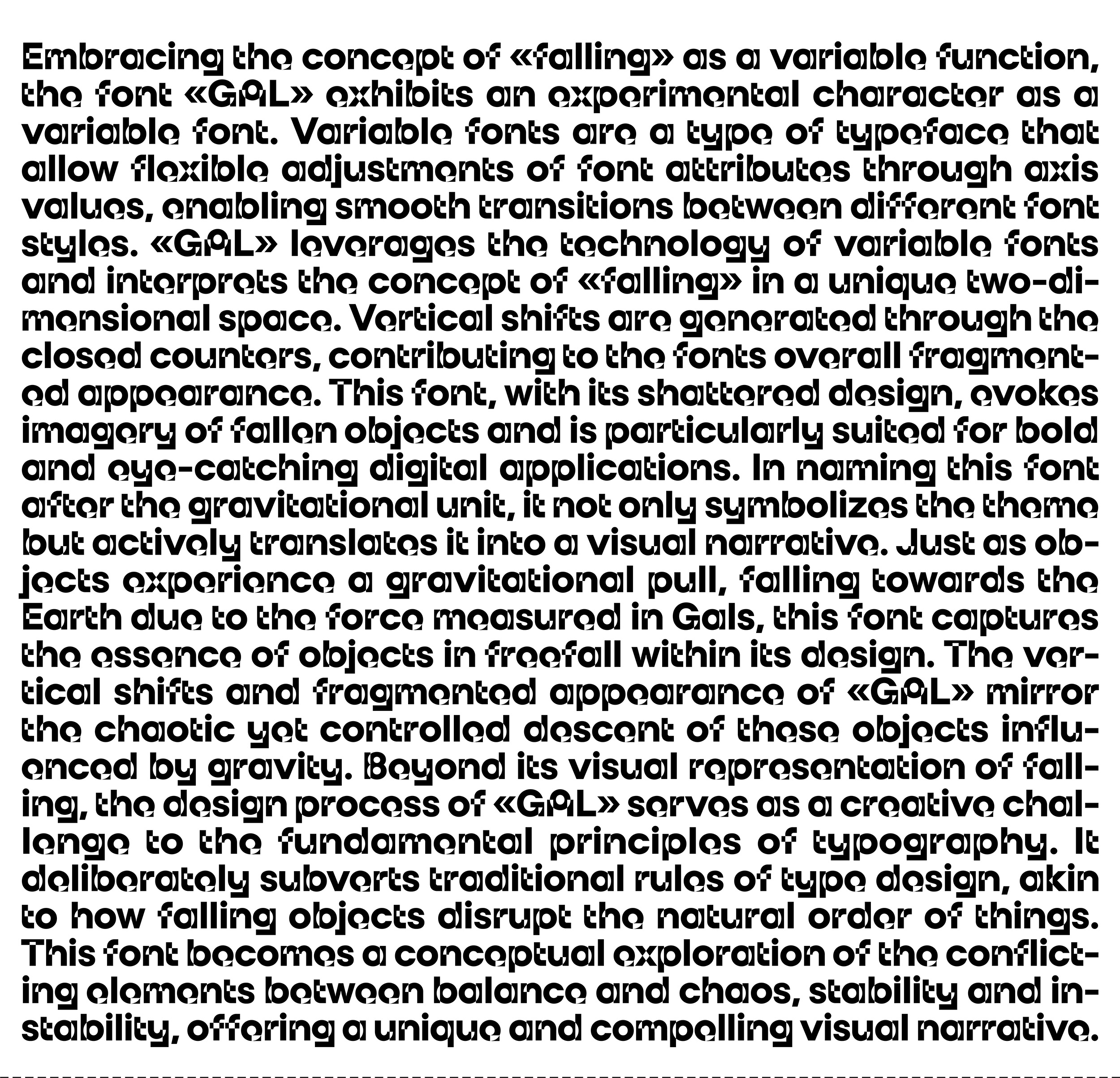 Example of the GAL font when it is used on small space