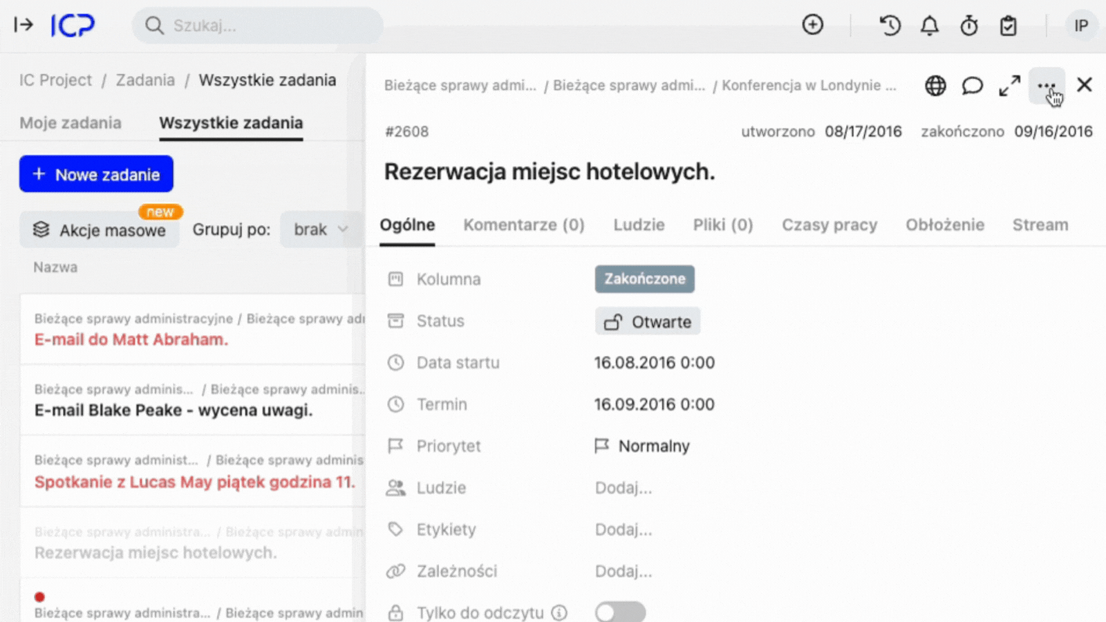 ICProject ustawianie alertow