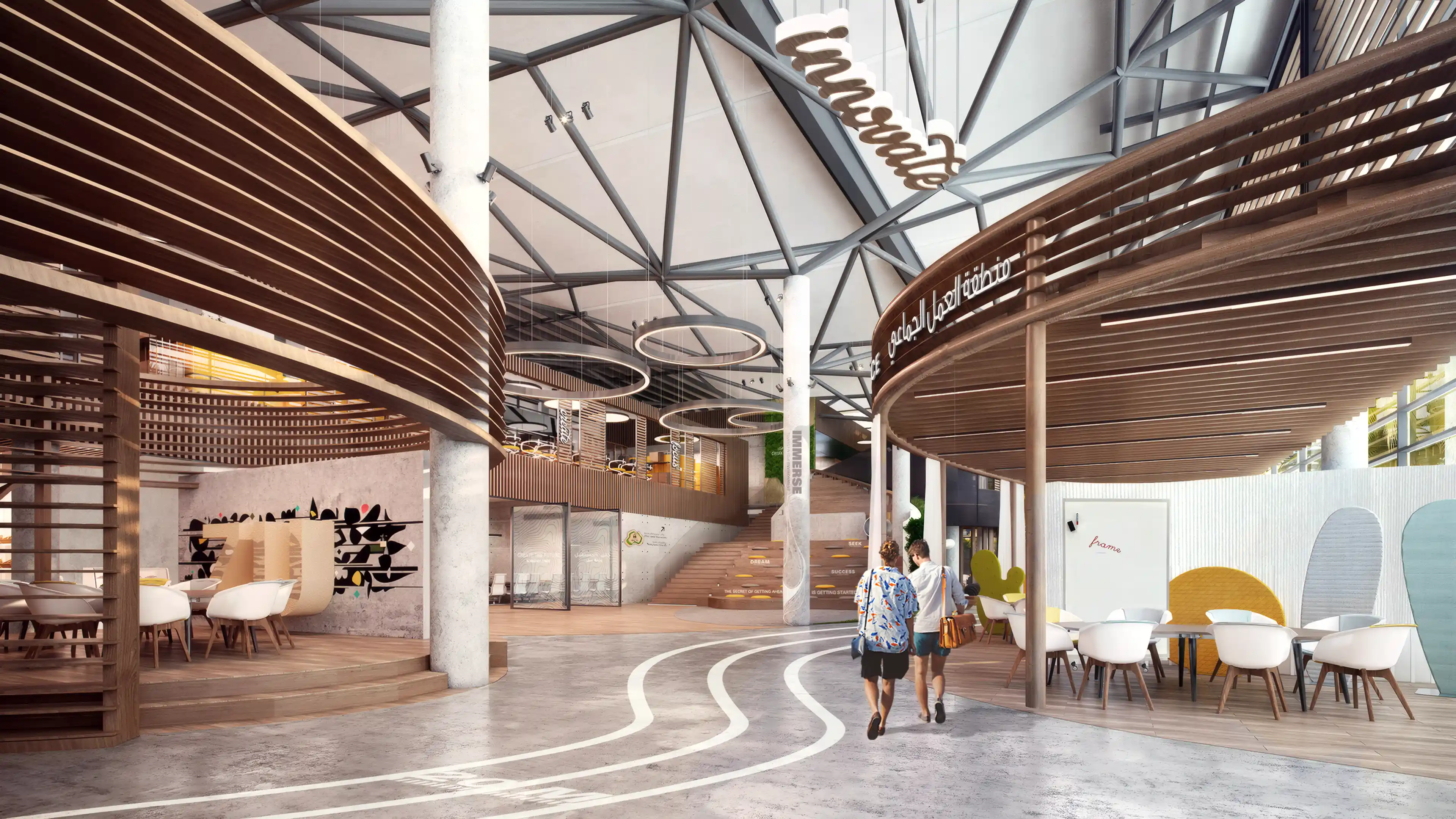 Wayfinding, signage, and experiential strategy for Zayed University's Innovation and Entrepreneurship Center in Dubai, designed by LIMAH