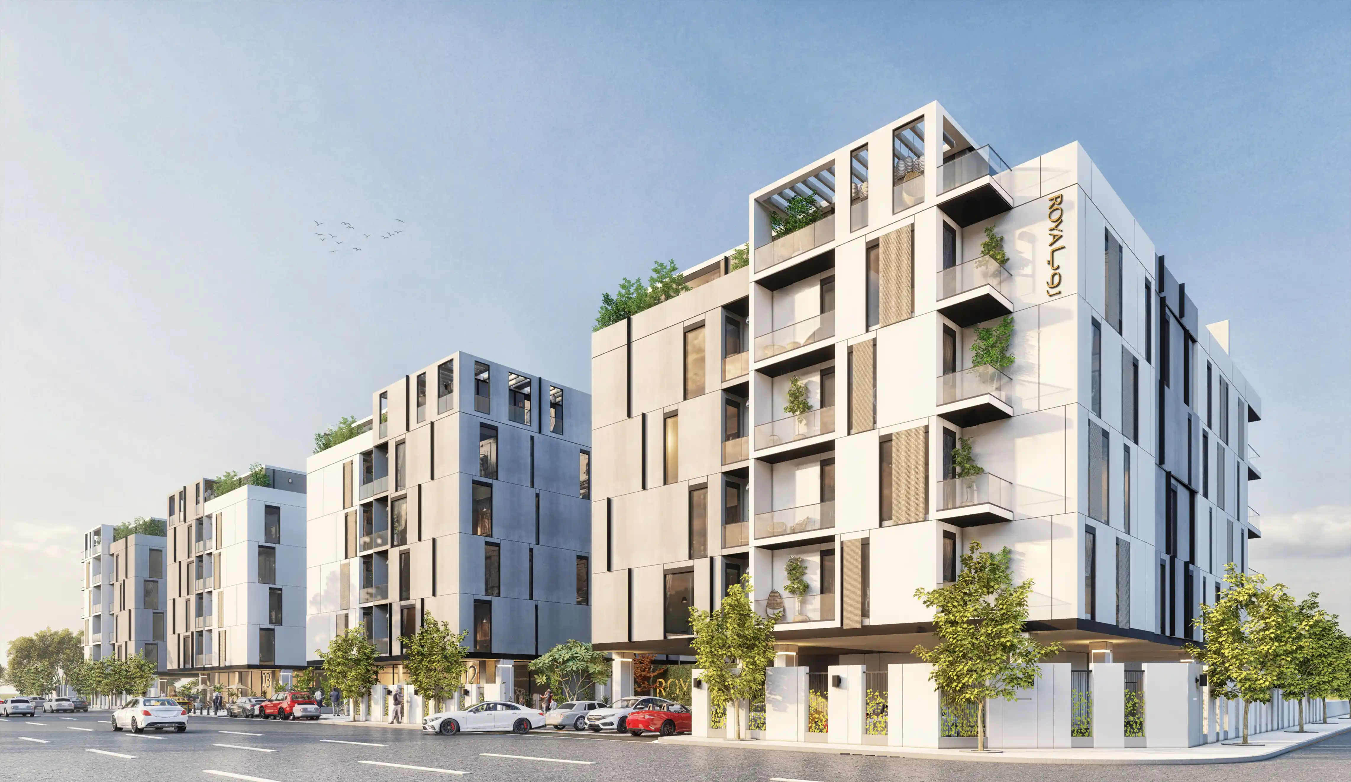Main Identification Signage of Roya Nakheel in Al Khobar, designed by LIMAH