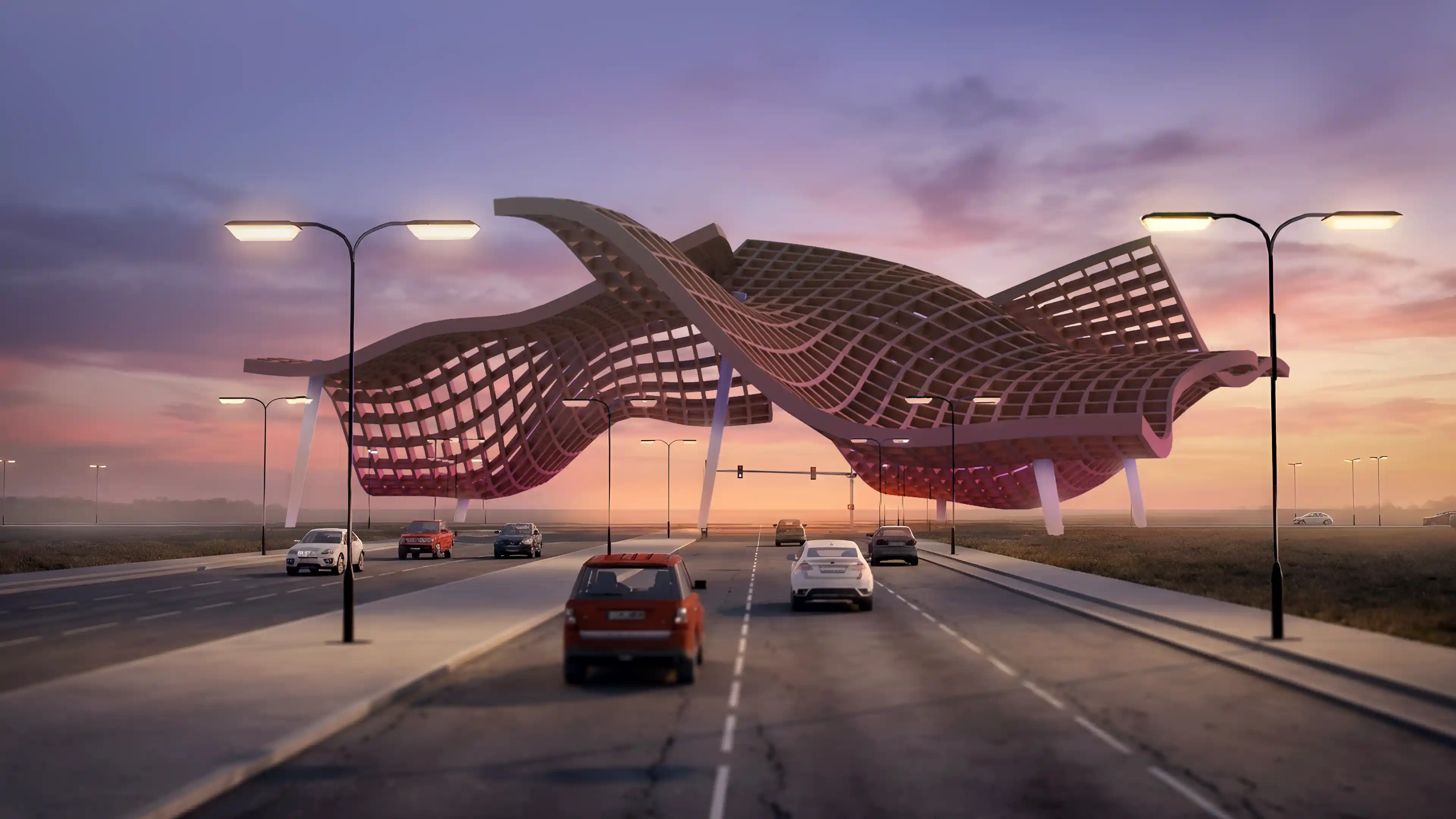 Arrival experience at Diyar Al Muharraq, Bahrain, as part of LIMAH's Masterplan wayfinding, public art, and user experience strategy