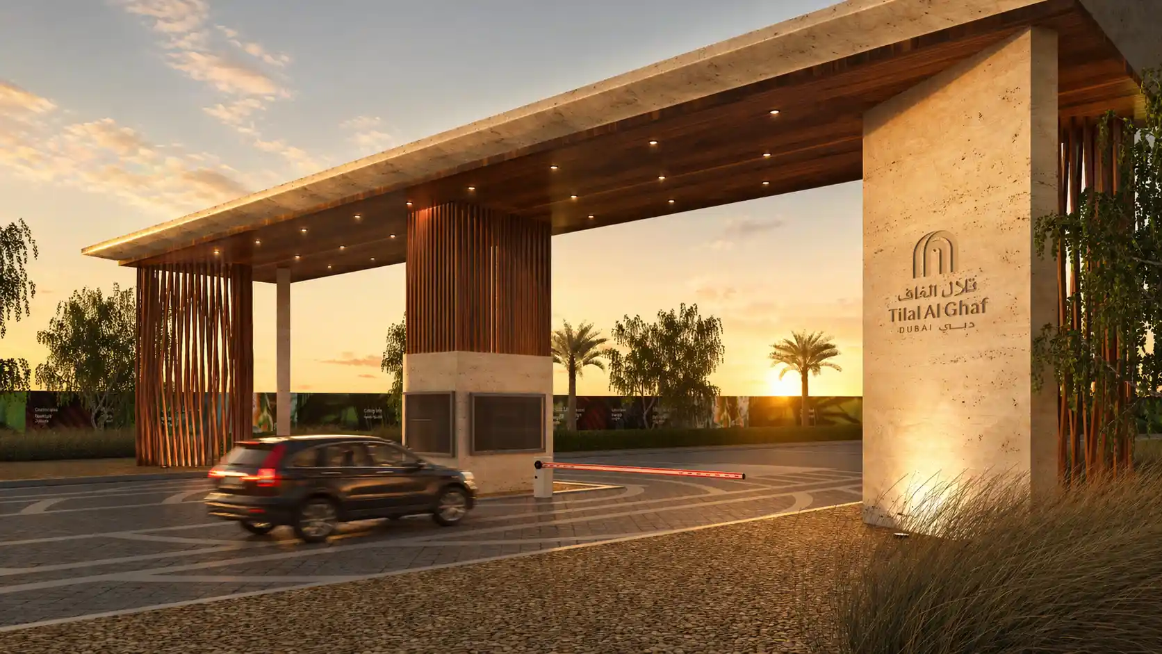 Arrival experience at Tilal Al Ghaf, designed by LIMAH