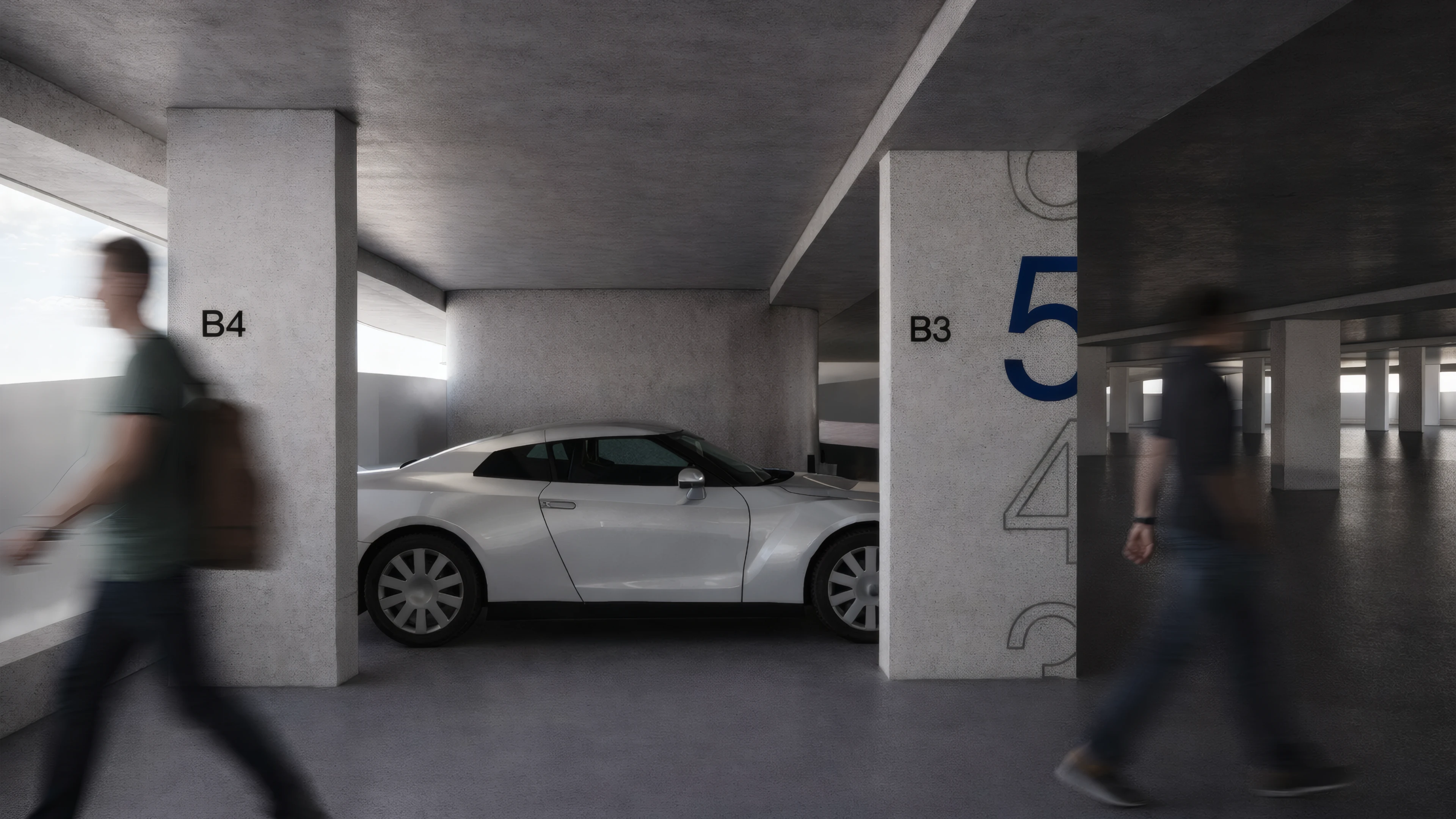 Column graphics at the Dubai Harbour Parking, designed by LIMAH