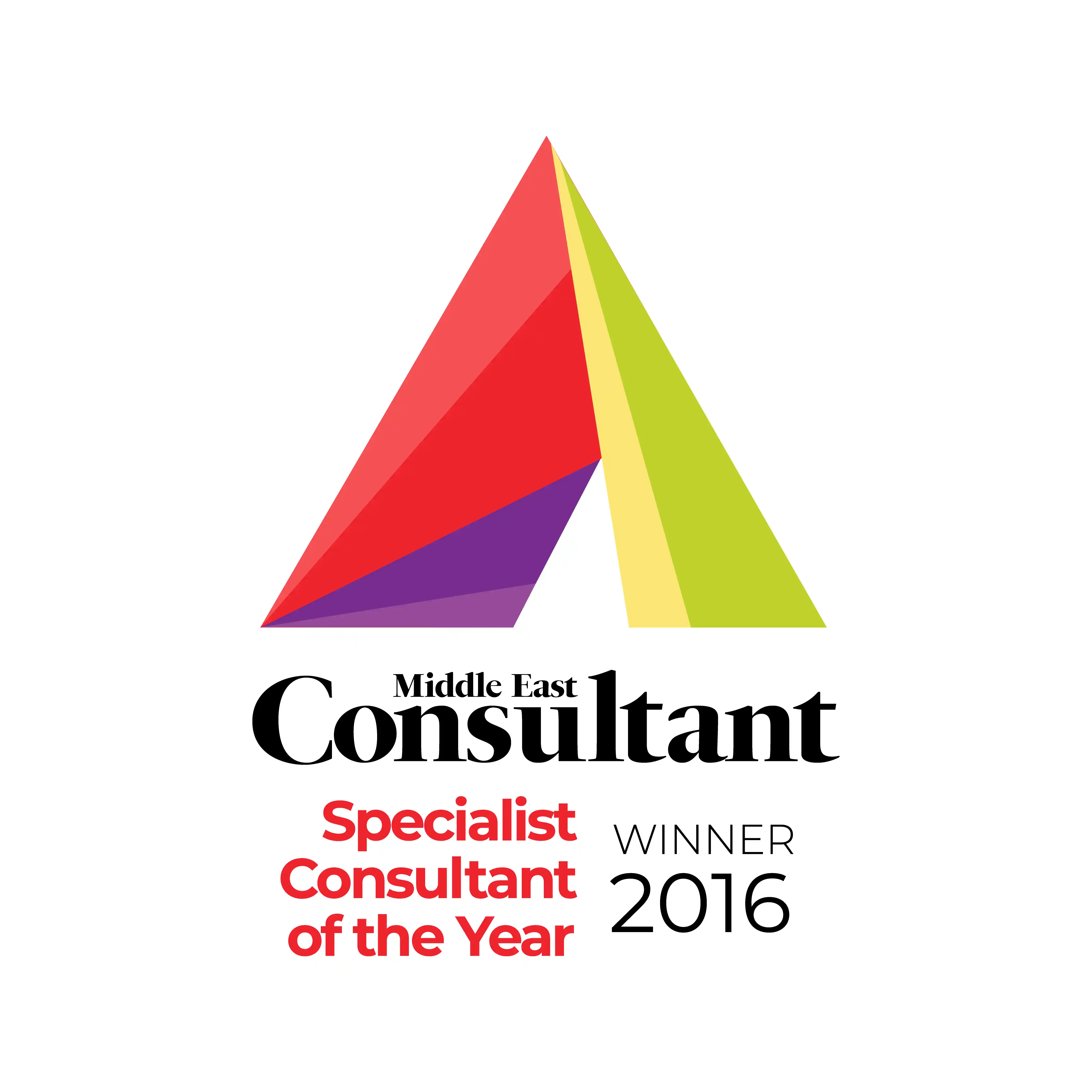Specialist Consultant of the Year award received by LIMAH at the 2016 Middle East Consultant Awards